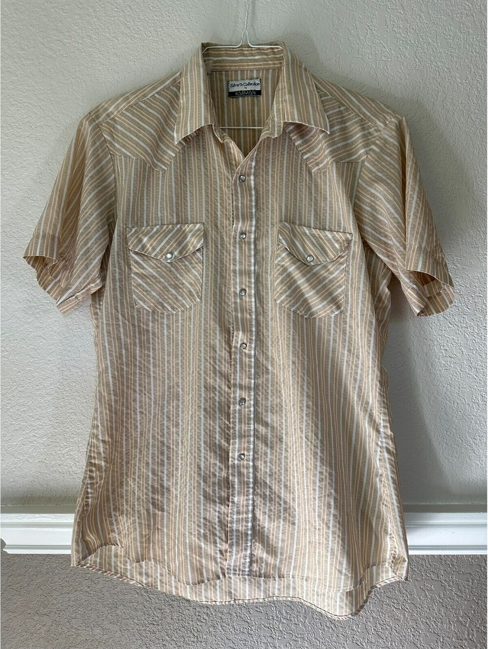 Silver Collection by Karman Vintage Western Pearl Snap Striped Shirt Mens XL